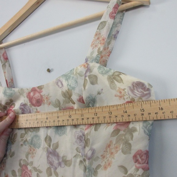 Dessy Creations Maxi Sundress Women's 10 Ivory Floral Vtg Prom Cottagecore 272 - Picture 11 of 13